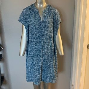 Vince Silk Patterned T-Shirt Dress w/pockets NWT